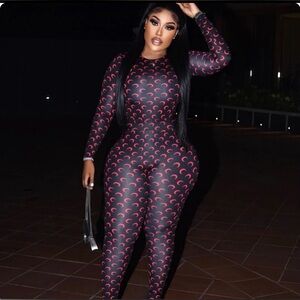 Marine Serre Black and Red Crescent Moon Jumpsuit